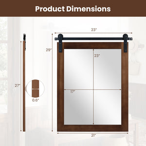 29" x 23" Rectangle Farmhouse Wall Mirror with Metal Bracket for Bathroom-Rustic Brown
