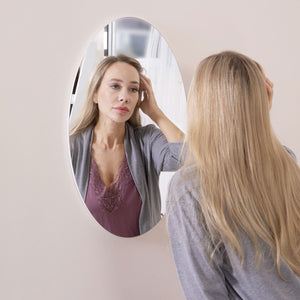 Frameless Beveled Wall Mounted Bathroom Mirror, Hd Makeup Mirror, Round Mirror - White by Couch.com