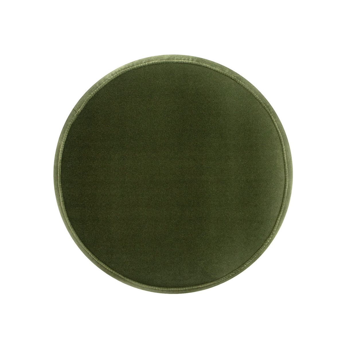 Edward - Round Upholstered Ottoman With Bullion Fringe - Olive Green by Couch.com
