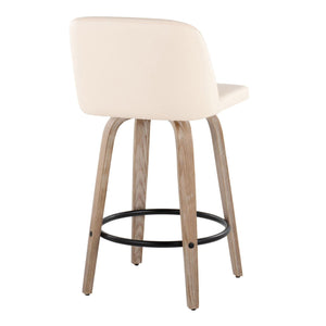 Toriano - Contemporary Fixed-Height Counter Stool & Swivel With Round Footrest (Set of 2) by Couch.com
