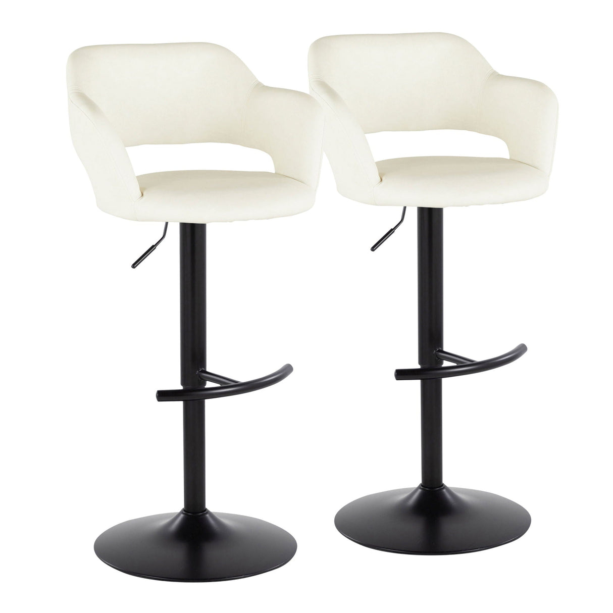 Margarite - Contemporary Adjustable Barstool With Swivel With Rounded T Footrest (Set of 2) by Couch.com