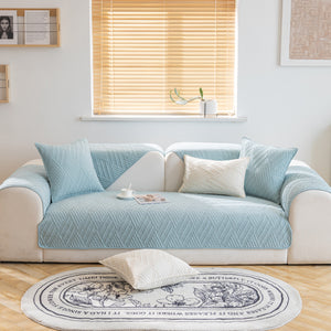 Quilted Geometric Cotton Sofa Cover, Non-Slip & Thick Padded Furniture Covers