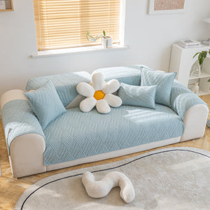 Quilted Geometric Cotton Sofa Cover, Non-Slip & Thick Padded Furniture Covers