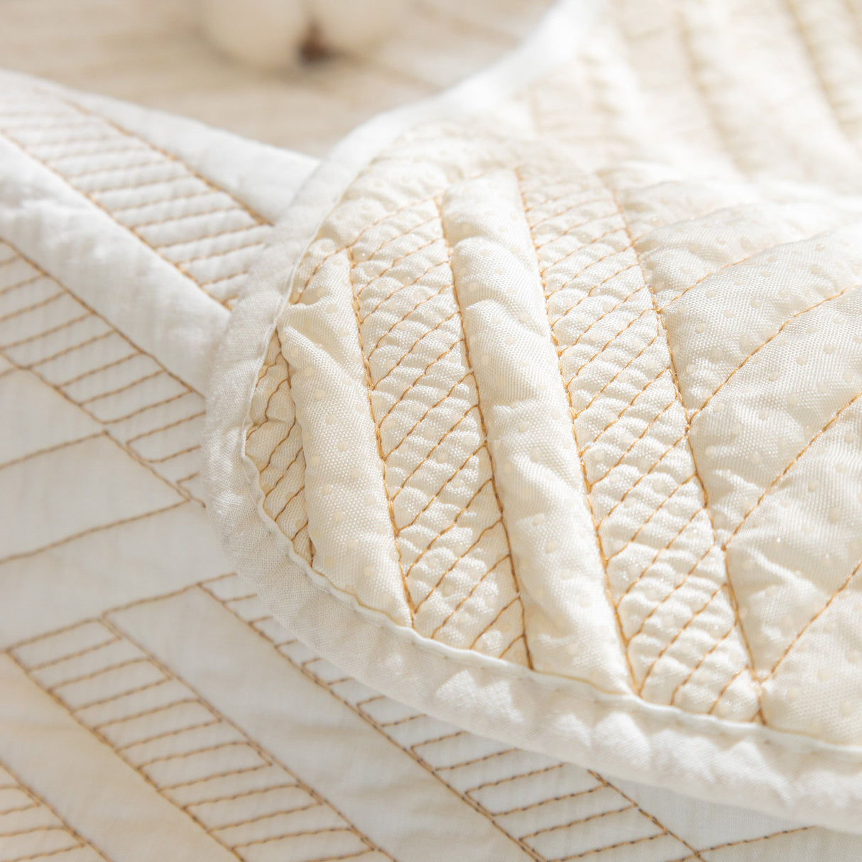 Quilted Geometric Cotton Sofa Cover, Non-Slip & Thick Padded Furniture Covers