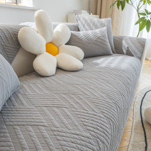 Quilted Geometric Cotton Sofa Cover, Non-Slip & Thick Padded Furniture Covers
