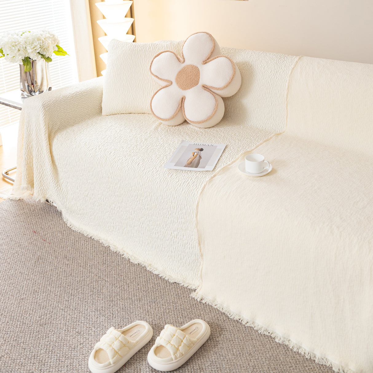 Sofa Throw Covers L-Shape Sectional Couch Cover for Dogs Cats Furniture Protector