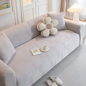 Modern Slipcovers Geometric Textured Stretchable Sofa Cover for Couch with Chaise