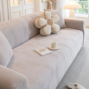 Modern Slipcovers Geometric Textured Stretchable Sofa Cover for Couch with Chaise