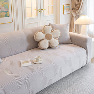 Modern Slipcovers Geometric Textured Stretchable Sofa Cover for Couch with Chaise