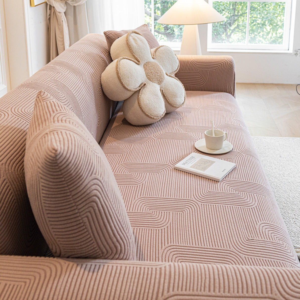 Modern Slipcovers Geometric Textured Stretchable Sofa Cover for Couch with Chaise