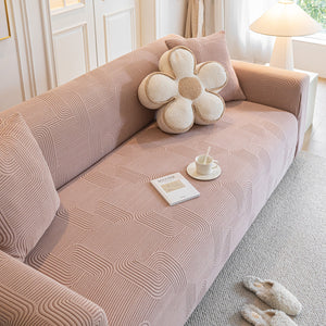 Modern Slipcovers Geometric Textured Stretchable Sofa Cover for Couch with Chaise