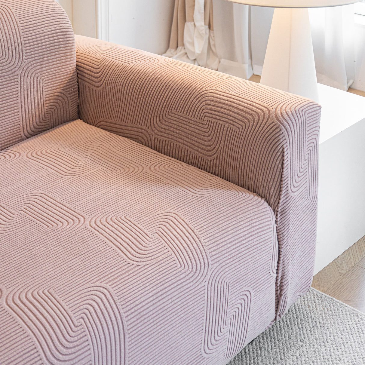 Modern Slipcovers Geometric Textured Stretchable Sofa Cover for Couch with Chaise