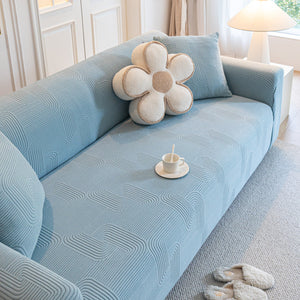 Modern Slipcovers Geometric Textured Stretchable Sofa Cover for Couch with Chaise