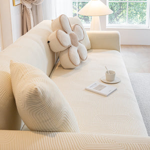 Modern Slipcovers Geometric Textured Stretchable Sofa Cover for Couch with Chaise
