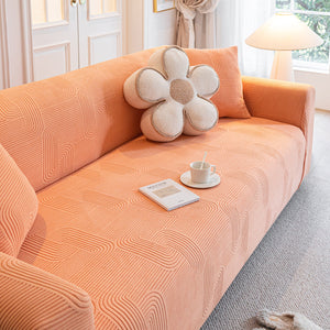 Modern Slipcovers Geometric Textured Stretchable Sofa Cover for Couch with Chaise
