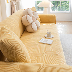 Modern Slipcovers Geometric Textured Stretchable Sofa Cover for Couch with Chaise