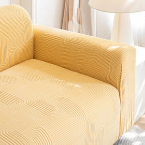 Modern Slipcovers Geometric Textured Stretchable Sofa Cover for Couch with Chaise