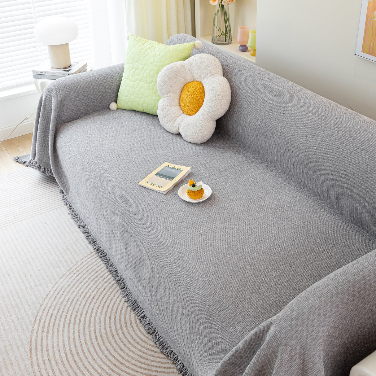 Chenille Large Throw Couch Cover Blanket with Water-Resistant for Futon, Loveseat, and L-Shaped Sofa