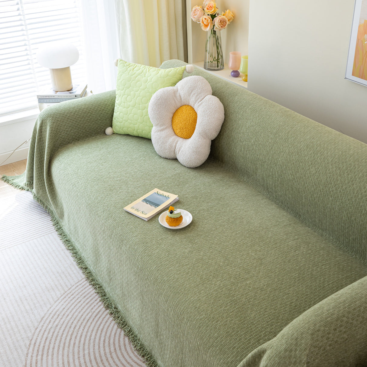 Chenille Large Throw Couch Cover Blanket with Water-Resistant for Futon, Loveseat, and L-Shaped Sofa