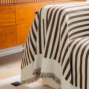 Boho Stripe Sectional Couch Cover Soft Chenille Sofa Slipcovers Blanket on The Sofa for Living Room