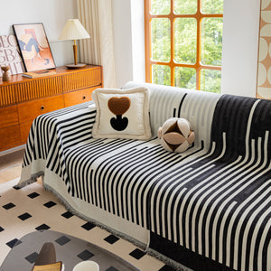 Boho Stripe Sectional Couch Cover Soft Chenille Sofa Slipcovers Blanket on The Sofa for Living Room