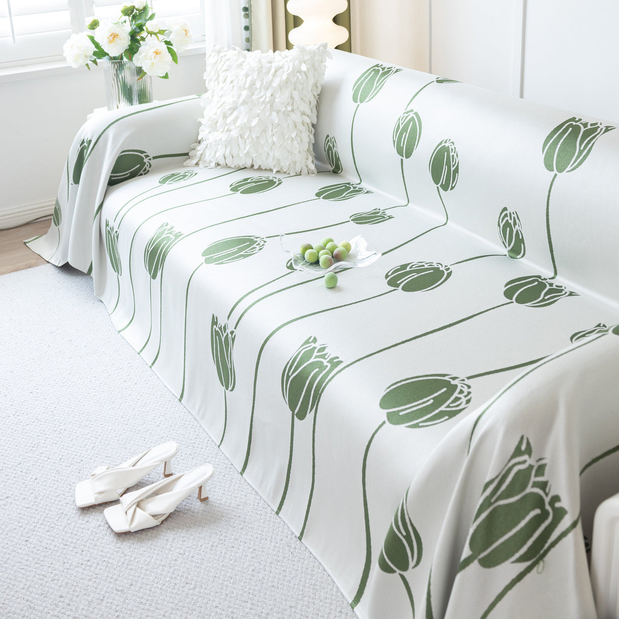 Cozy Cooling Tulip Sofa Throw Covers, Decorative & Breathable Couch Cover, Elegant Couch Protector