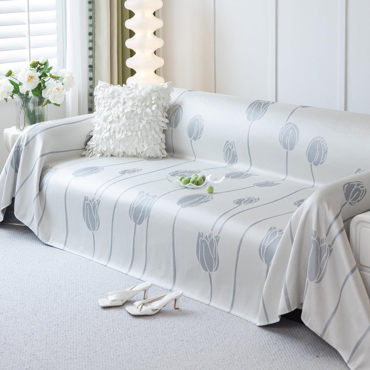 Cozy Cooling Tulip Sofa Throw Covers, Decorative & Breathable Couch Cover, Elegant Couch Protector