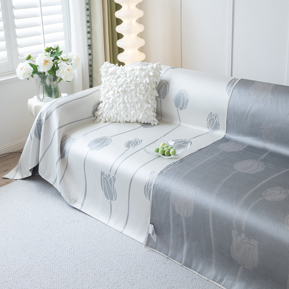 Cozy Cooling Tulip Sofa Throw Covers, Decorative & Breathable Couch Cover, Elegant Couch Protector