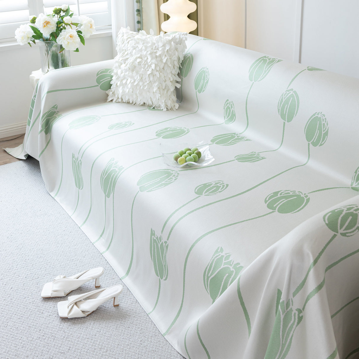 Cozy Cooling Tulip Sofa Throw Covers, Decorative & Breathable Couch Cover, Elegant Couch Protector