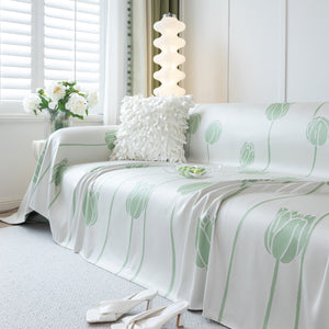 Cozy Cooling Tulip Sofa Throw Covers, Decorative & Breathable Couch Cover, Elegant Couch Protector