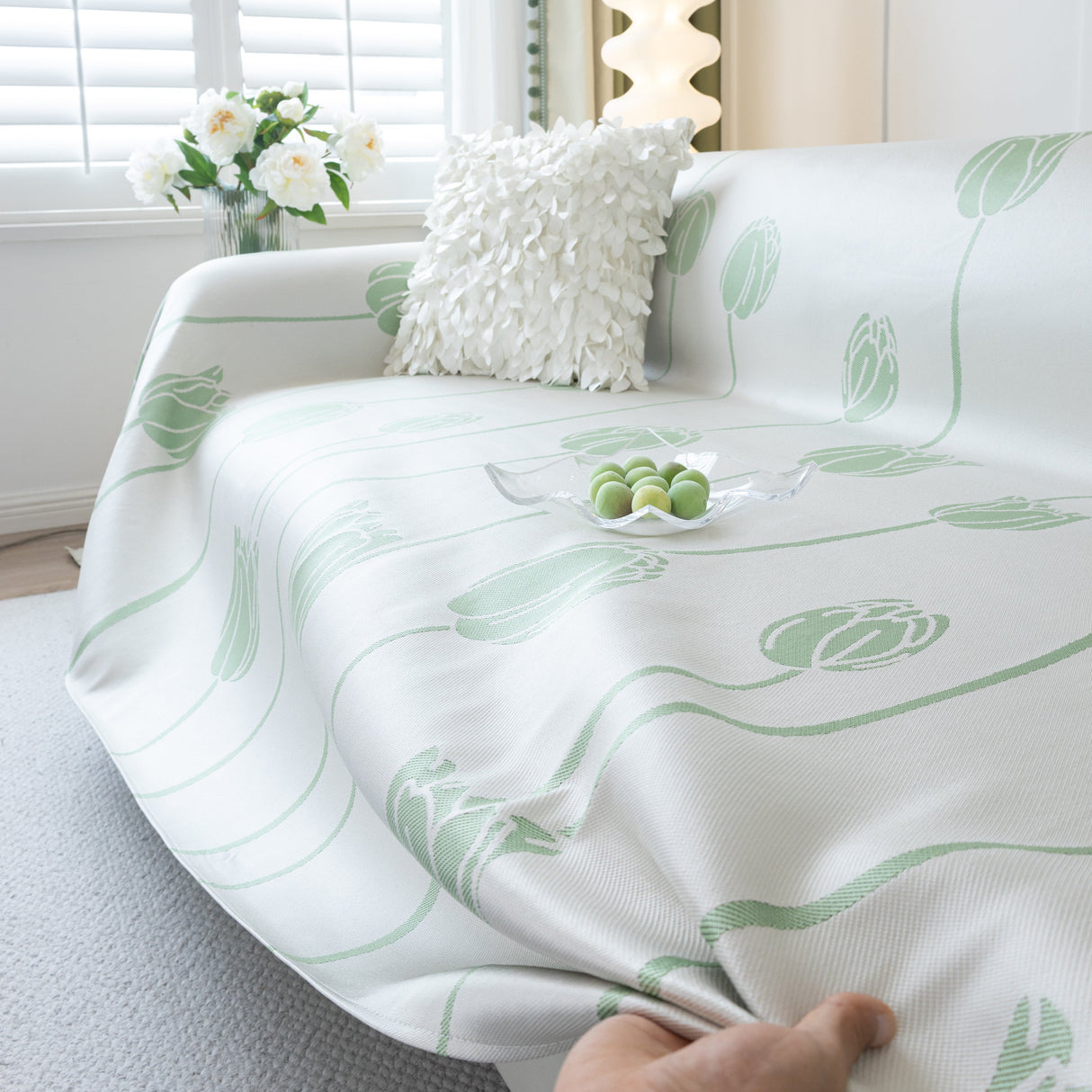 Cozy Cooling Tulip Sofa Throw Covers, Decorative & Breathable Couch Cover, Elegant Couch Protector