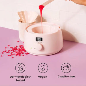 KoluaWax Premium Waxing Kit for Women - Hot Melt Wax Warmer for Hair Removal, Eyebrow, Bikini, Legs, Face, Brazilian Wax & More - Machine + 4-Pack Hard Wax Beads + Accessories, Blush