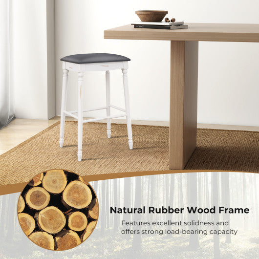 24"/ 29" Bar Stool Set of 2 with Padded Seat Cushions and Wood Legs-29 inches