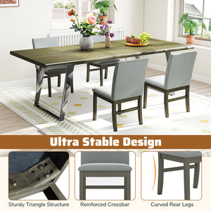 Upholstered Dining Chairs Set of 2 with Rubber Wood Legs and High Back-Gray