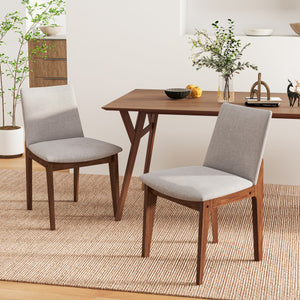 Set of 2 Wooden Dining Chairs Upholstered with High Curved Back-Walnut