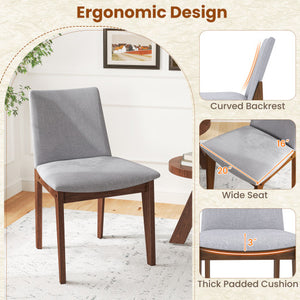 Set of 2 Wooden Dining Chairs Upholstered with High Curved Back-Walnut