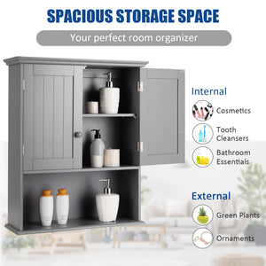 2-Door Wall Mount Bathroom Storage Cabinet with Open Shelf-White