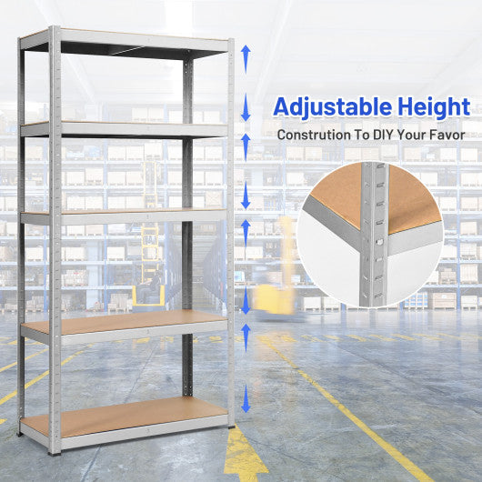 72" Storage Shelf Steel Metal 5 Levels Adjustable Shelves