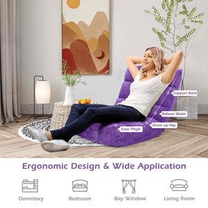 Adjustable 14-position Cushioned Floor Chair-Beige