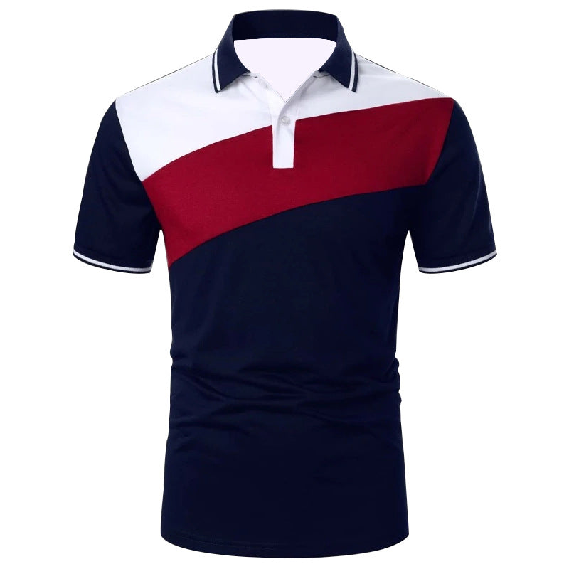 Men's Patchwork Modern Polo Shirts Brand Design Tops Business And Casual Tops Mens Binding Tunic Tops Connects Body Men's Tops Shirts