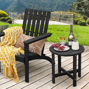 Set of 2 18 Inch Round Weather-Resistant Adirondack Side Tables-Black