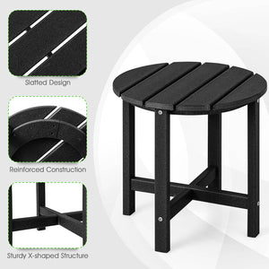 Set of 2 18 Inch Round Weather-Resistant Adirondack Side Tables-Black