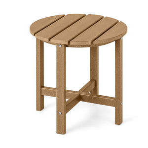 Set of 2 18 Inch Round Weather-Resistant Adirondack Side Tables-Brown