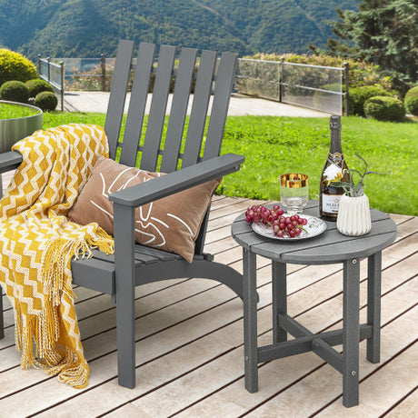 Set of 2 18 Inch Round Weather-Resistant Adirondack Side Tables-Gray