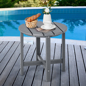 Set of 2 18 Inch Round Weather-Resistant Adirondack Side Tables-Gray