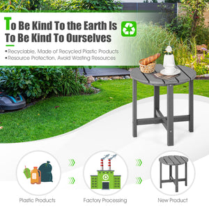 Set of 2 18 Inch Round Weather-Resistant Adirondack Side Tables-Gray