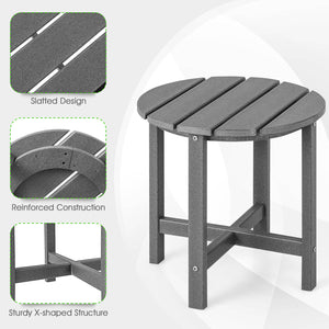Set of 2 18 Inch Round Weather-Resistant Adirondack Side Tables-Gray