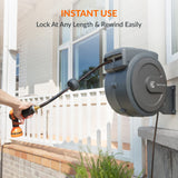 Retractable Garden Hose Reel-1/2in-78ft Metal Bracket