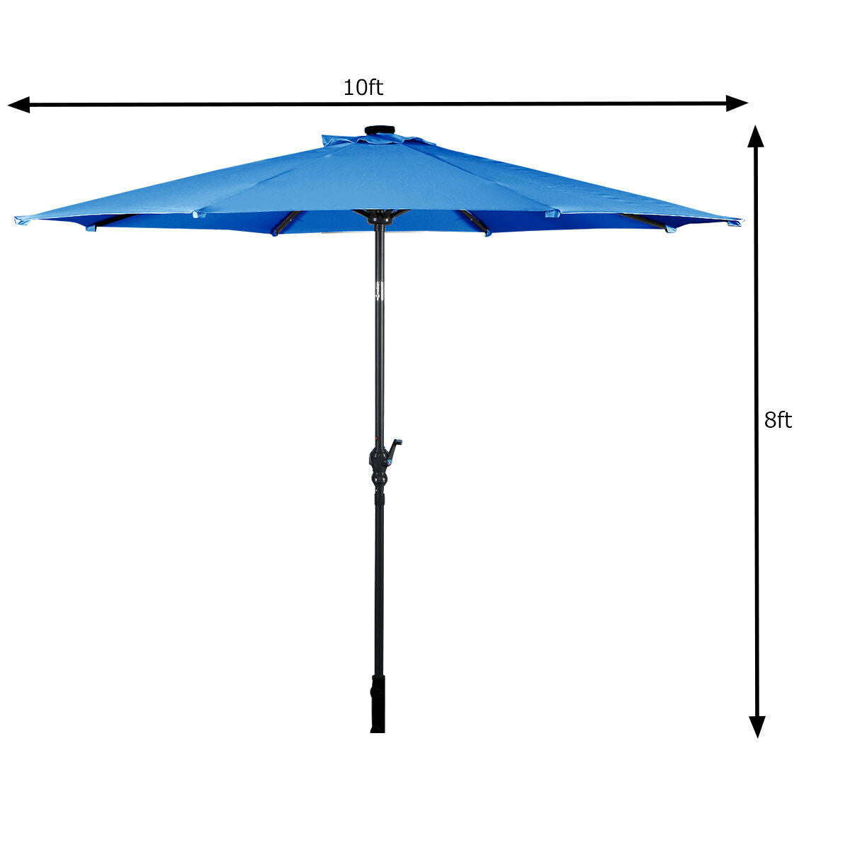 10 Feet Patio Solar Umbrella with Crank and LED Lights-Blue by DirectDeals