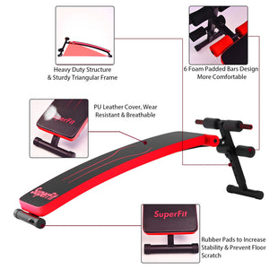 Folding Weight Bench Adjustable Sit-up Board Workout Slant Bench-Red